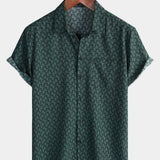 Green Button-Up Short Sleeve Shirt