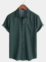 Green Button-Up Short Sleeve Shirt