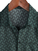 Men's Cotton Shirt for Vacation Short Sleeve Green with Buttons