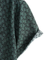 Men's Cotton Shirt for Vacation Short Sleeve Green with Buttons