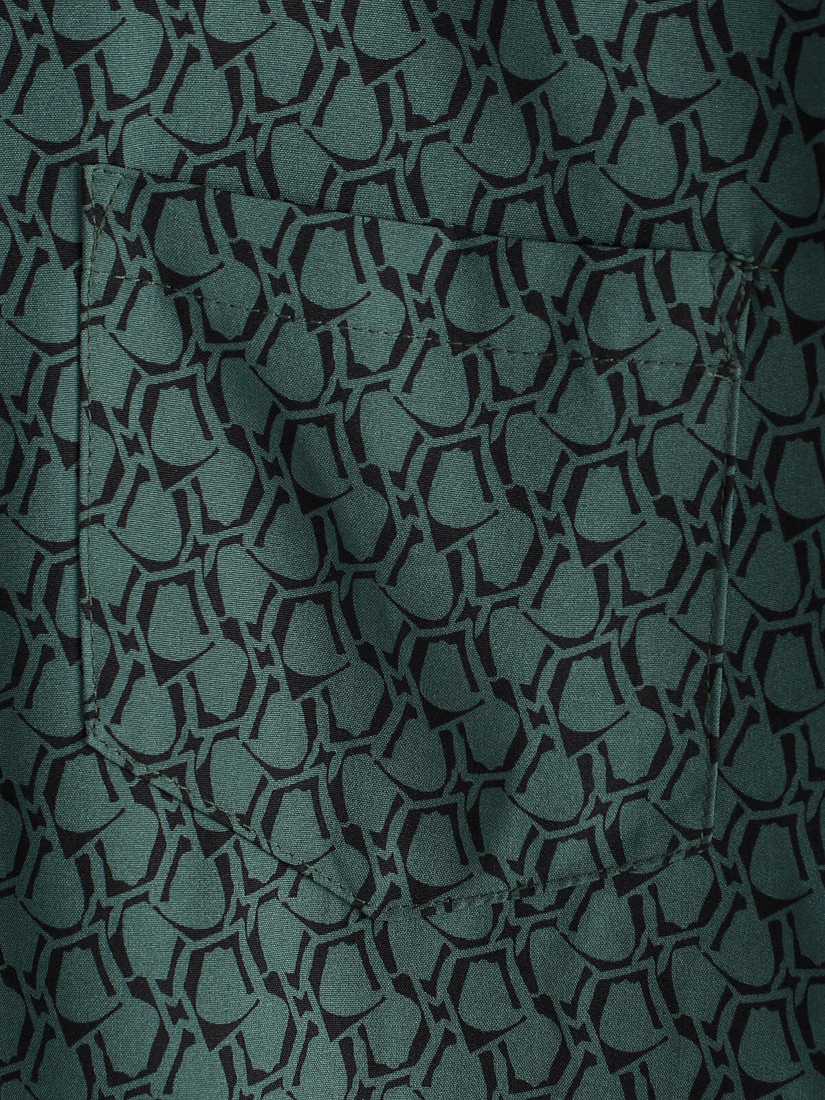 Green Button-Up Short Sleeve Shirt