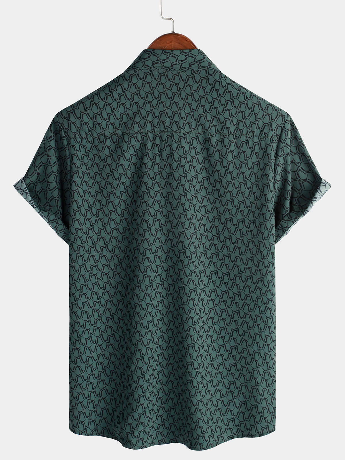 Green Button-Up Short Sleeve Shirt
