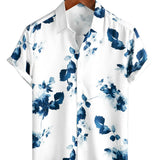 Men's Summer Cotton Shirt with Floral Pattern and Short Sleeves