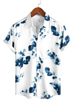 Men's Summer Cotton Shirt with Floral Pattern and Short Sleeves