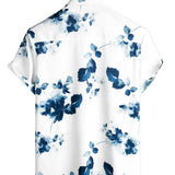 Men's Summer Cotton Shirt with Floral Pattern and Short Sleeves