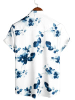 Men's Summer Cotton Shirt with Floral Pattern and Short Sleeves