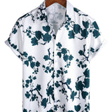 Men's Summer Cotton Shirt with Floral Pattern and Short Sleeves