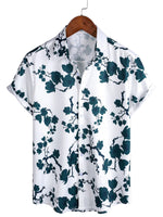 Men's Summer Cotton Shirt with Floral Pattern and Short Sleeves