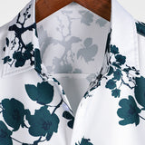 Men's Summer Cotton Shirt with Floral Pattern and Short Sleeves