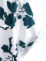 Men's Summer Cotton Shirt with Floral Pattern and Short Sleeves