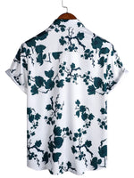 Men's Summer Cotton Shirt with Floral Pattern and Short Sleeves