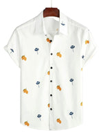 Cotton Summer Short Sleeve Shirt for Men, Buttons, Beach, Vacation