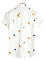 Cotton Summer Short Sleeve Shirt for Men, Buttons, Beach, Vacation