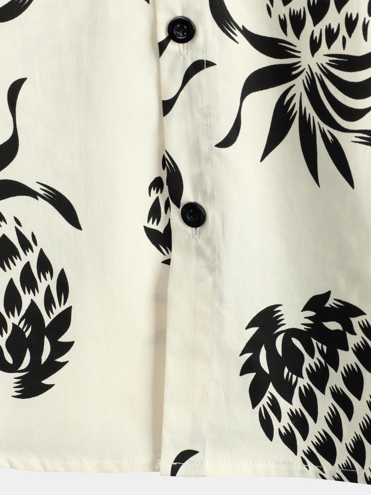 Beige Button-Up Short Sleeve Shirt with Pineapple Print, Summer Beach Hawaiian