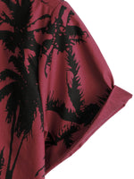 Short Sleeve Cotton Shirt with Palm Pattern for Men