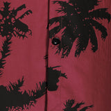 Burgundy Palm Print Short-Sleeve Beach Shirt