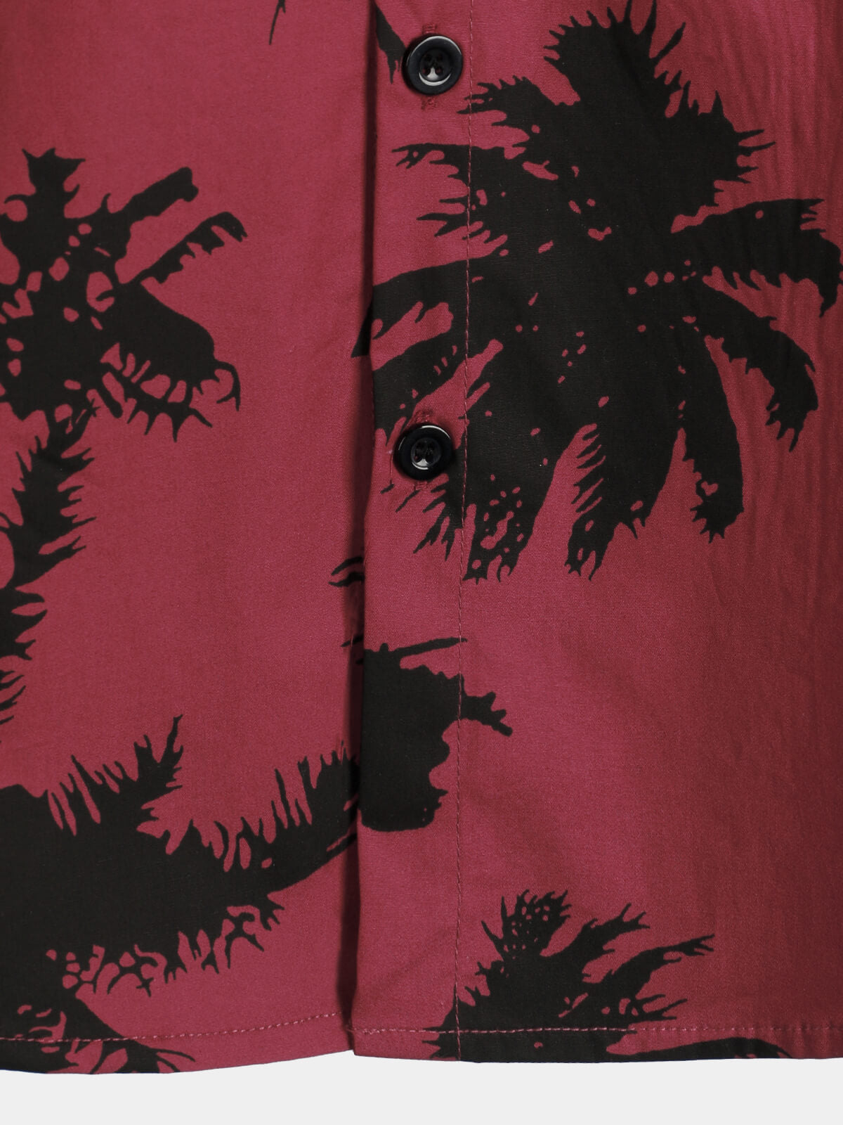 Burgundy Palm Print Short-Sleeve Beach Shirt