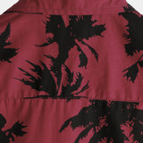 Burgundy Palm Print Short-Sleeve Beach Shirt