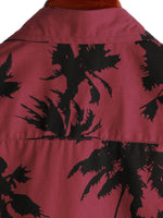 Short Sleeve Cotton Shirt with Palm Pattern for Men