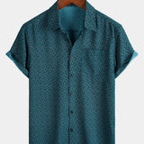 Casual Shirt with Pockets, Short Sleeves, Geometric Print