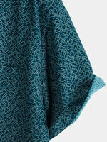 Casual Shirt with Pockets, Short Sleeves, Geometric Print