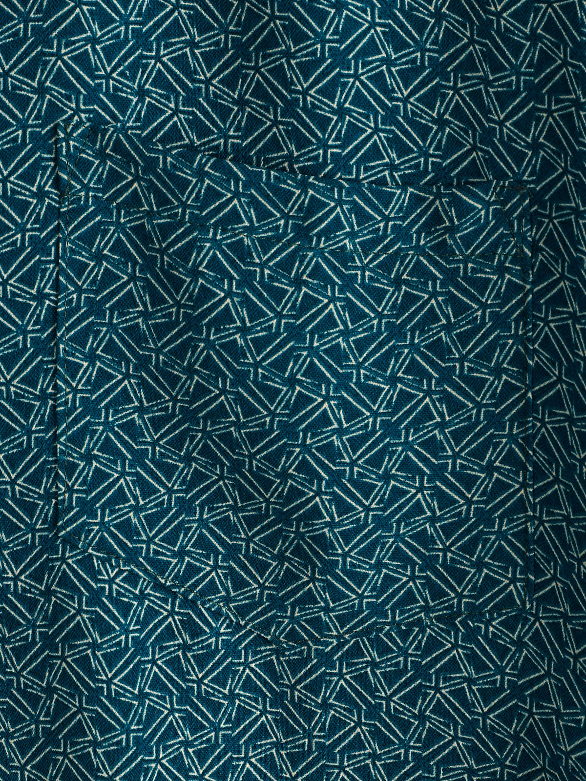 Casual Shirt with Pockets, Short Sleeves, Geometric Print