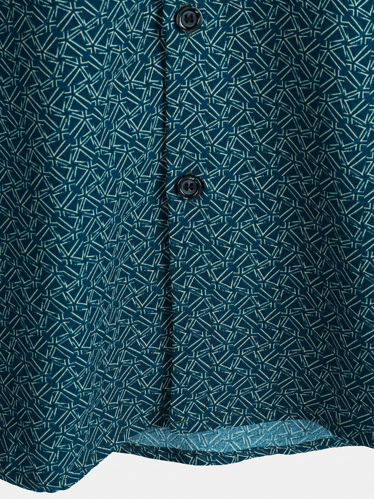 Casual Shirt with Pockets, Short Sleeves, Geometric Print