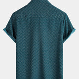 Casual Shirt with Pockets, Short Sleeves, Geometric Print