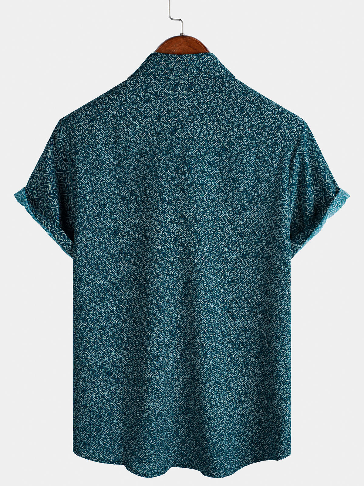Casual Shirt with Pockets, Short Sleeves, Geometric Print