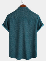 Casual Shirt with Pockets, Short Sleeves, Geometric Print