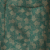 Short-Sleeve Shirt with Green Pocket and Retro Geometric Print