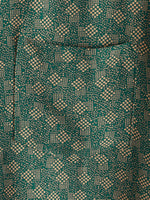 Short-Sleeve Shirt with Green Pocket and Retro Geometric Print