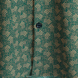 Short-Sleeve Shirt with Green Pocket and Retro Geometric Print