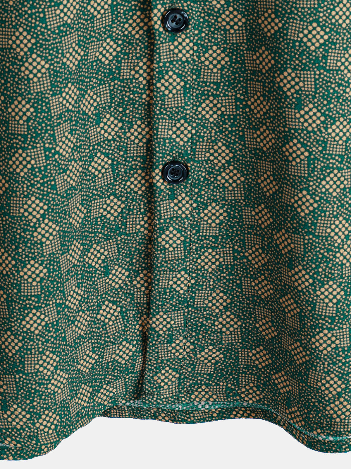 Short-Sleeve Shirt with Green Pocket and Retro Geometric Print