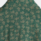 Short-Sleeve Shirt with Green Pocket and Retro Geometric Print