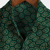 Short-Sleeve Shirt with Green Abstract Pattern Pocket