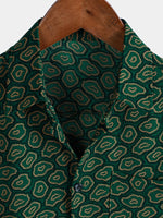 Short-Sleeve Shirt with Green Abstract Pattern Pocket