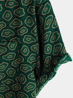 Short-Sleeve Shirt with Green Abstract Pattern Pocket