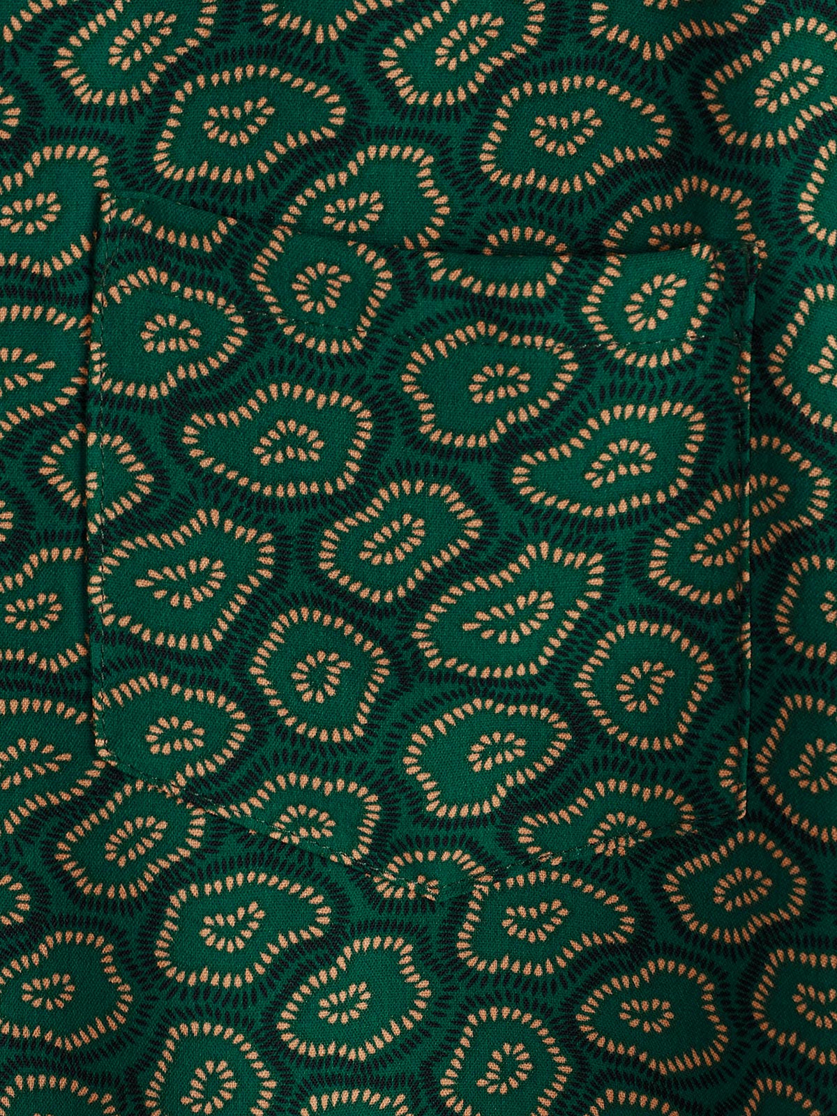 Short-Sleeve Shirt with Green Abstract Pattern Pocket