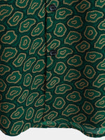 Short-Sleeve Shirt with Green Abstract Pattern Pocket