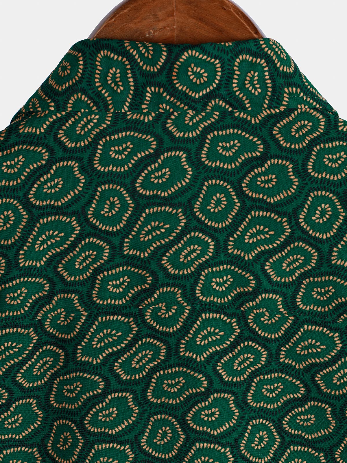 Short-Sleeve Shirt with Green Abstract Pattern Pocket