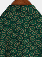 Short-Sleeve Shirt with Green Abstract Pattern Pocket