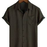Retro Casual Cotton Shirt with Short Sleeves and Buttons for Men