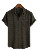 Retro Casual Cotton Shirt with Short Sleeves and Buttons for Men