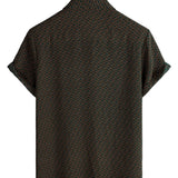 Retro Casual Cotton Shirt with Short Sleeves and Buttons for Men