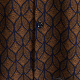 Short-Sleeve Brown Retro Geometric Print Pocket Shirt