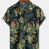 Hawaiian Short-Sleeve Botanical Print Pocket Shirt
