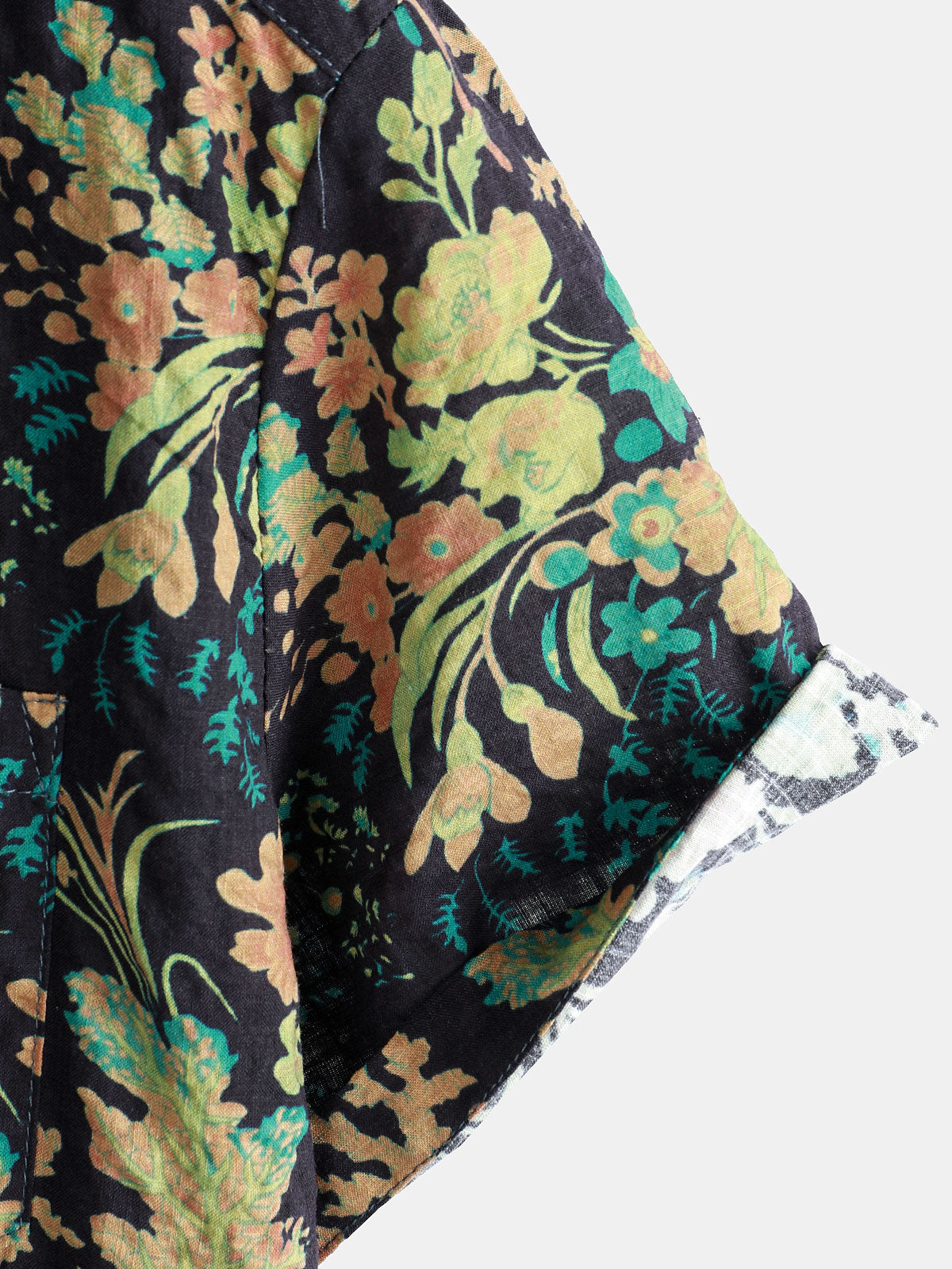 Hawaiian Short-Sleeve Botanical Print Pocket Shirt
