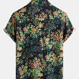 Hawaiian Short-Sleeve Botanical Print Pocket Shirt