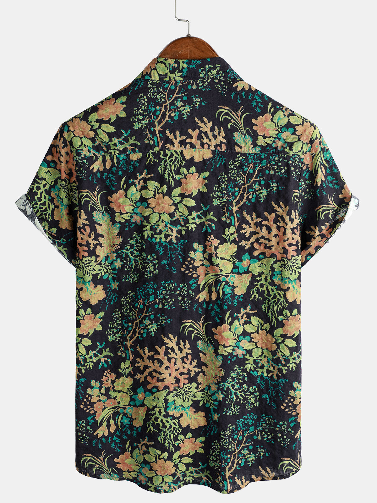 Hawaiian Short-Sleeve Botanical Print Pocket Shirt